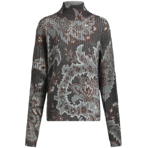 Etro, Truien, Dames, Veelkleurig, S, Wol, Blauwe Paisley Patroon Wollen Trui