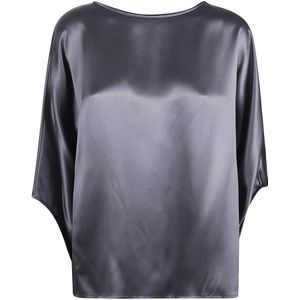 Eleventy, Blouses & Shirts, Dames, Zwart, M, Zijden overhemden gemaakt in Italië