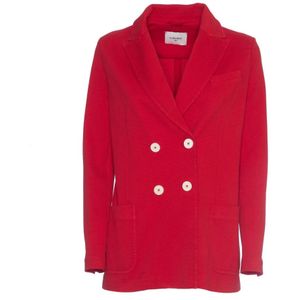 Circolo 1901, Jassen, Dames, Rood, M, Katoen, Tomaten Double-Breasted Blazer