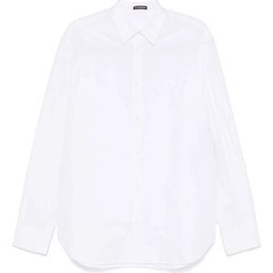 Ann Demeulemeester, Overhemden, Heren, Wit, M, Witte Button-Up Shirt met Plooien