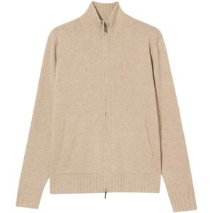 Brooks Brothers, Truien, Heren, Beige, M, Wol, Wollen-Cashmere Sweater met Rits