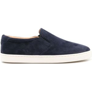 Brunello Cucinelli, Schoenen, Heren, Blauw, 42 EU, Leer, Velcro Strap Sneakers