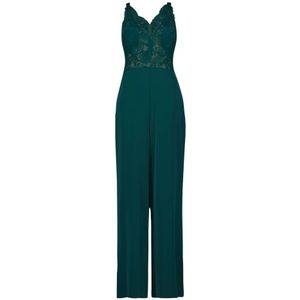 vera mont, Jumpsuits & Playsuits, Dames, Groen, M, Leer, Kanten jumpsuit met strass
