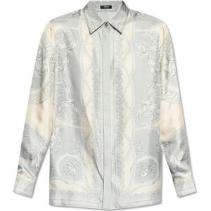 Versace, Blouses & Shirts, Dames, Beige, M, Zijden overhemd