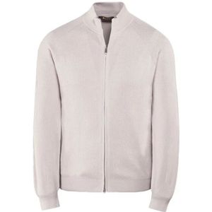 Moorer, Truien, Heren, Beige, M, Geribbelde volledige ritssluiting vest
