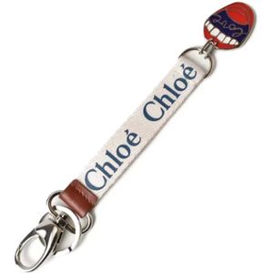 Chloé Pre-owned, Pre-owned, Dames, Grijs, ONE Size, Leer, Pre-owned Canvas key-holders
