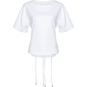 Pinko, Tops, Dames, Wit, M, Tatami Laces Detail Tee