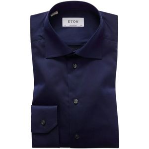 Eton, Overhemden, Heren, Blauw, 2Xl, Nylon, Blauw Stijlvol Model Formeel Overhemd
