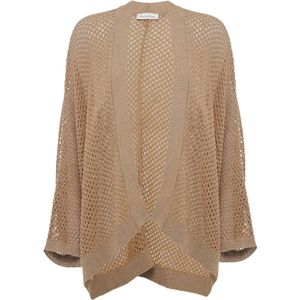 Manila Grace, Truien, Dames, Bruin, L, Bruine Lange Cardigan Sweater