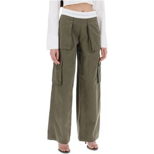 Alexander Wang, Broeken, Dames, Groen, L, Katoen, Wide Broeken