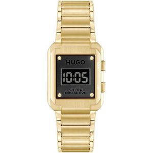 Hugo Boss, Accessoires, Heren, Geel, ONE Size, Gouden Roestvrijstalen Quartz Digitaal Horloge