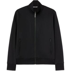 Palm Angels, Sweatshirts & Hoodies, Heren, Zwart, M, Polyester, Zip-through Sweatshirt