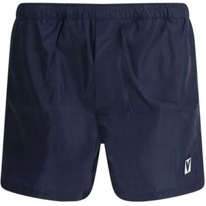 Valentino, Badkleding, Heren, Blauw, XL, Zwemshorts met logo-patch en verstelbare tailleband