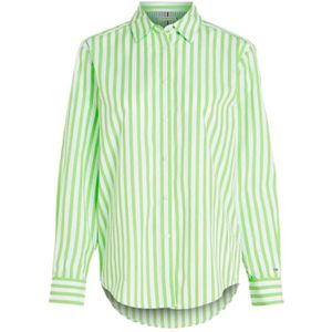 Tommy Hilfiger, Blouses & Shirts, Dames, Groen, S, Katoen, Gestreept Casual Katoen Poplin Overhemd