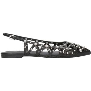 Ash, Schoenen, Dames, Zwart, 38 EU, Leer, Studded Leren Cut-Out Puntige Neus Schoenen