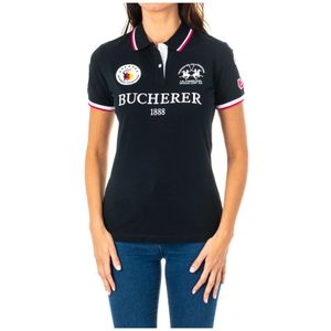 La Martina, Tops, Dames, Blauw, S, Katoen, Polo Shirt met Korte Mouwen
