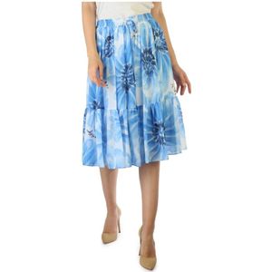 Tommy Hilfiger, Rokken, Dames, Blauw, XS, Polyester, Bloemenprint Rok met Elastische Taille