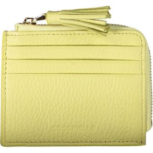 Coccinelle, Accessoires, Dames, Geel, ONE Size, Gele Leren Portemonnee met Kaarthouder
