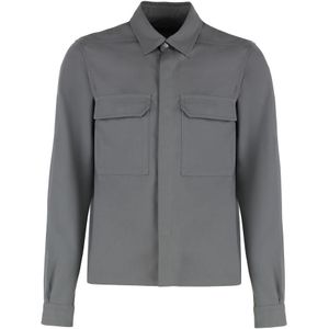 Rick Owens, Jassen, Heren, Grijs, M, Katoen, Technische Stof Overshirt