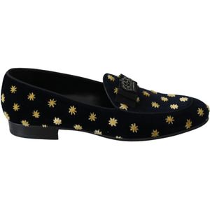 Dolce & Gabbana, Schoenen, Dames, Veelkleurig, 39 EU, Leer, Luxe Velvet Crown Borduurwerk Loafers