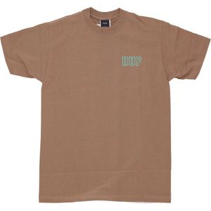 Huf, Tops, Heren, Bruin, S, Katoen, Heren Tee Kameel Ronde Hals Regular Fit