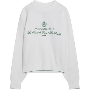 Jacquemus, Sweatshirts & Hoodies, Dames, Wit, M, Crewneck Sweatshirt