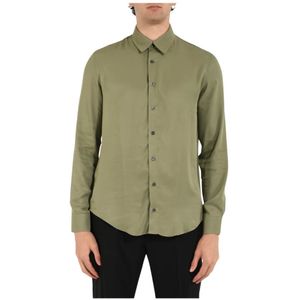 Patrizia Pepe, Overhemden, Heren, Groen, M, Losvallende viscose overhemd