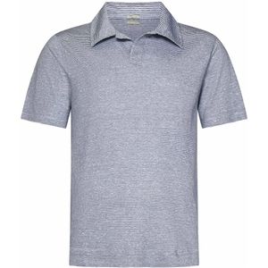 Massimo Alba, Tops, Heren, Blauw, XL, Katoen, Blauw Gestreept T-shirt Polo Stijlvolle Mannen
