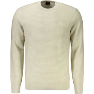 Hugo Boss, Sweatshirts & Hoodies, Heren, Beige, S, Katoen, Beige Katoenen Heren Trui
