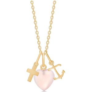 Frk. Lisberg, Accessoires, Dames, Geel, L, Geloof Hoop Liefde Ketting Roze