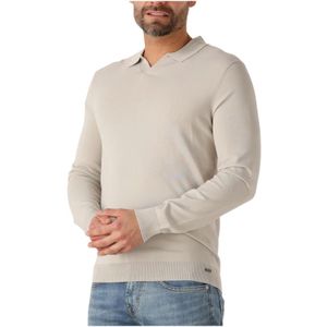 Gentiluomo, Tops, Heren, Beige, L, Beige Polo Sweater No Button
