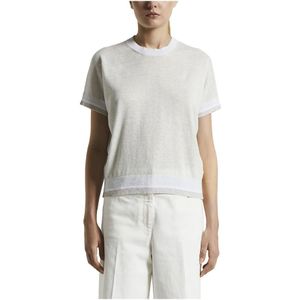 Peserico, Truien, Dames, Wit, M, Katoen, Linnen katoen Lurex jersey