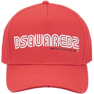 Dsquared2, Accessoires, unisex, Rood, ONE Size, Katoen, Signature Baseballpet met gespsluiting