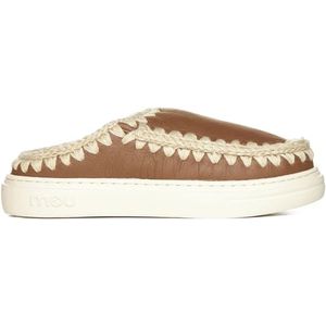 Mou, Schoenen, Dames, Bruin, 36 EU, Leer, Shearling Leren Pantoffels met Chunky Zool