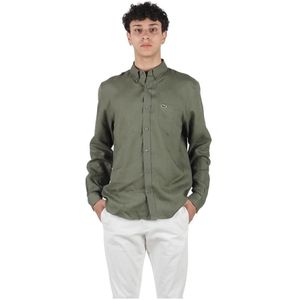 Lacoste, Overhemden, Heren, Groen, L, Linnen, Groen Linnen Shirt met Zak