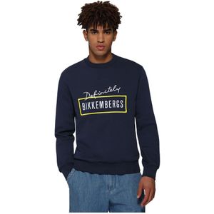 Bikkembergs, Sweatshirts & Hoodies, Heren, Blauw, M, Navy Regular Pull Sweater