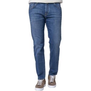 Jacob Cohën, Jeans, Heren, Blauw, W33, Katoen, Cropped Carrot Jeans