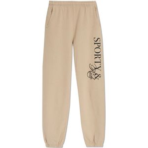 Sporty & Rich, Broeken, unisex, Beige, XL, Katoen, SR Initiative Trainingsbroeken