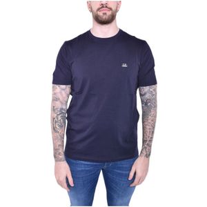 C.p. Company, Tops, Heren, Blauw, S, Katoen, T-shirt met geborduurd logo