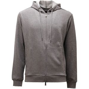 Armani, Sweatshirts & Hoodies, Heren, Grijs, S, Grijze Melange Sweatshirt met Volledige Rits
