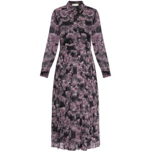 Tory Burch, Kleedjes, Dames, Paars, M, Polyester, Jurk met geplooide zoom