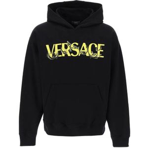 Versace, Sweatshirts & Hoodies, Heren, Zwart, S, Katoen, Zwart Stijl Model