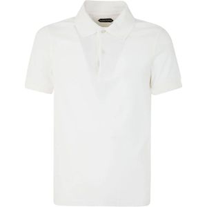 Tom Ford, Tops, Heren, Wit, L, Wit gesneden en genaaide polo