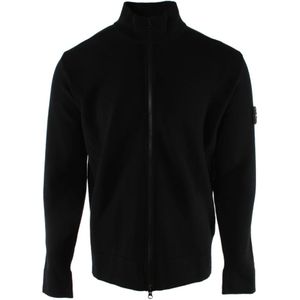 Stone Island, Sweatshirts & Hoodies, Heren, Zwart, M, Wol, Zip-through Vest