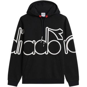 Diadora, Sweatshirts & Hoodies, Heren, Zwart, XL, Polyester, Urbaniteit Polyester Zwarte Hoodie