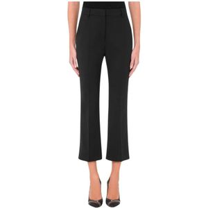 Moschino, Broeken, Dames, Zwart, M, Wol, Zwarte Wollen Flared Broek