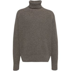 Hugo Boss, Truien, Heren, Bruin, M, Wol, Gebreide coltrui van dik wol