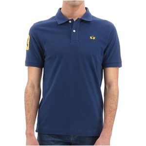 La Martina, Tops, Heren, Blauw, M, Katoen, Blauw Heren Polo Shirt Korte Mouw