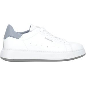 Woolrich, Schoenen, Dames, Wit, 36 EU, Witte Leren Sneakers Ronde Neus Veters