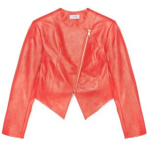 Motivi, Jassen, Dames, Rood, 2Xs, Leer, Faux Leather Slim-Fit Blouson Jacket
